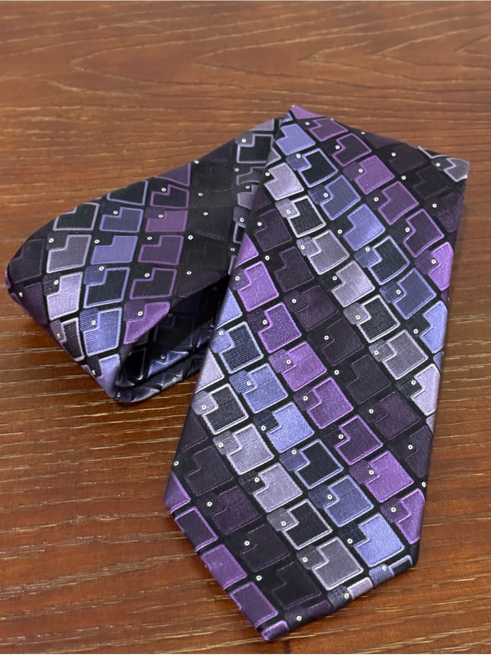 Bugatti 100% Silk Purple Geometric Mens Neck Tie
